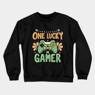 One Lucky Gamer , Funny Gamer Crewneck Sweatshirt